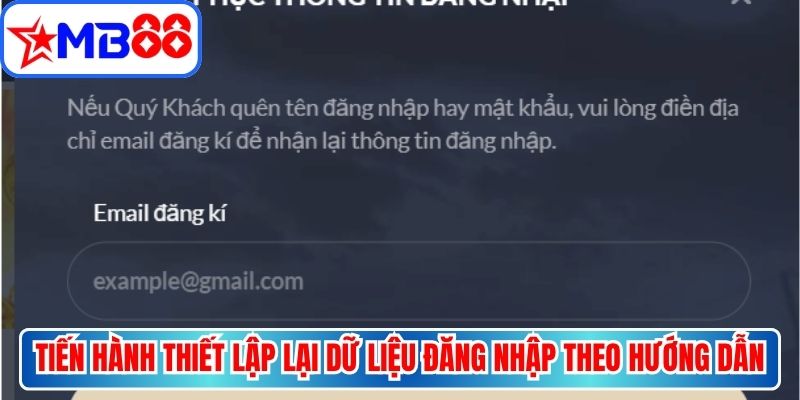Tiến hành thiết lập lại dữ liệu đăng nhập đúng theo hướng dẫn