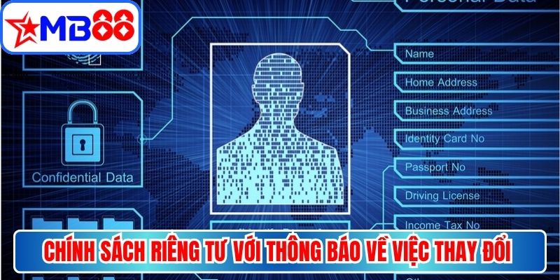Chính sách riêng tư với thông báo về việc thay đổi điều khoản